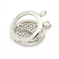 Women silver crystal plate locket pendant,stainless steel coin locket with disc